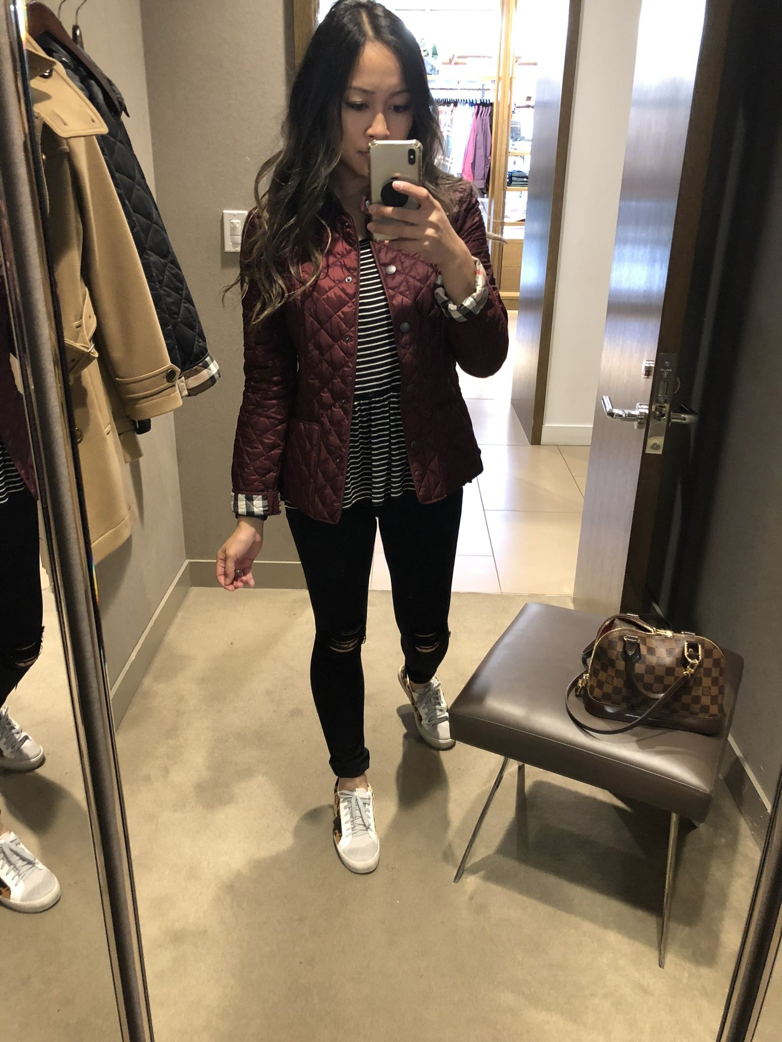 Burberry Diamond Quilted Jacket | XS | Maroon/Burgundy/Magenta