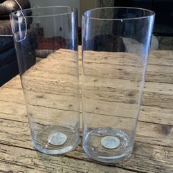 Large Cylinder Glass Vases 