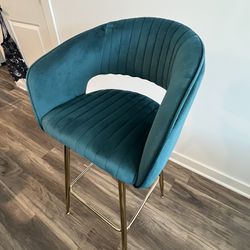 Barstools A Set Of 2 Teal/Gold