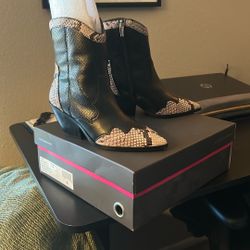 Vince Camuto Snakeskin Cowboy Booties