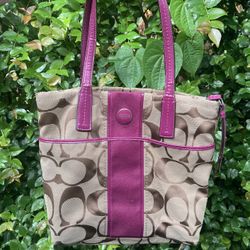 Pink and green coach purse clearance