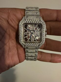 Custom Mois Cartier Santos Skeleton Watch