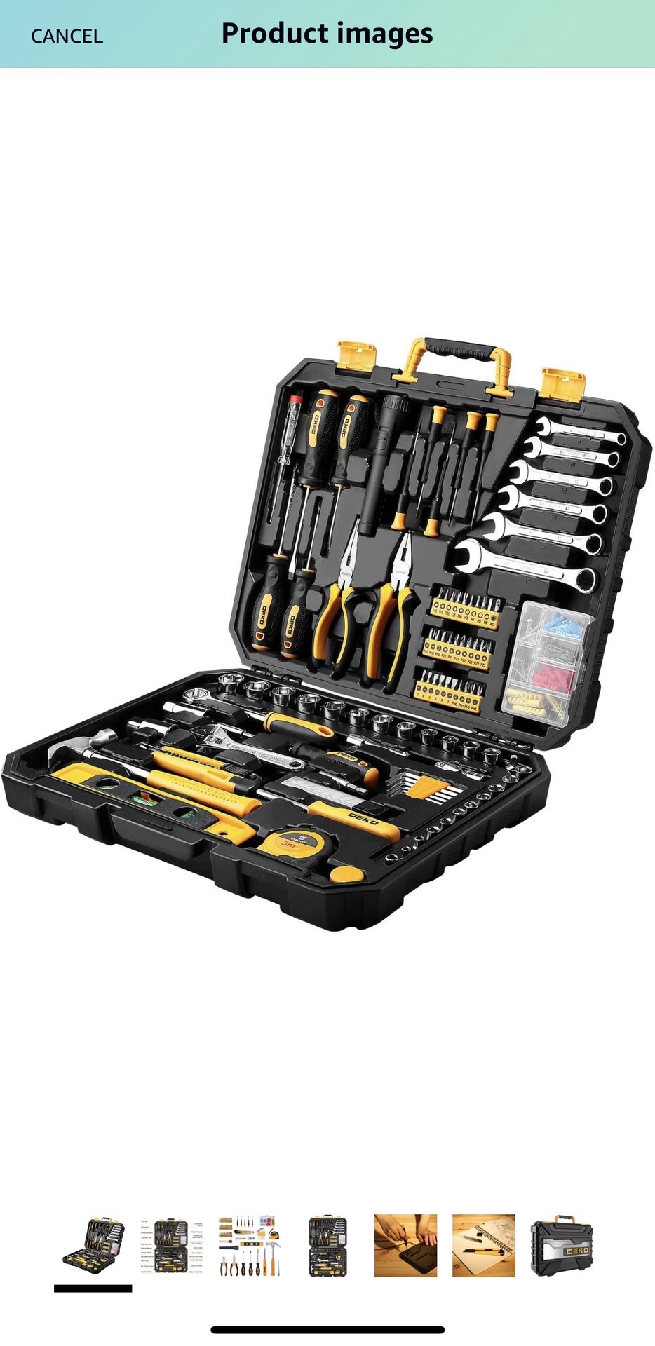 Tool Set 208 Piece, General Household Hand Tool Kit with Plastic Toolbox Storage Case