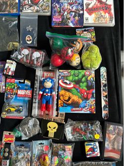 Avengers action figures and comics