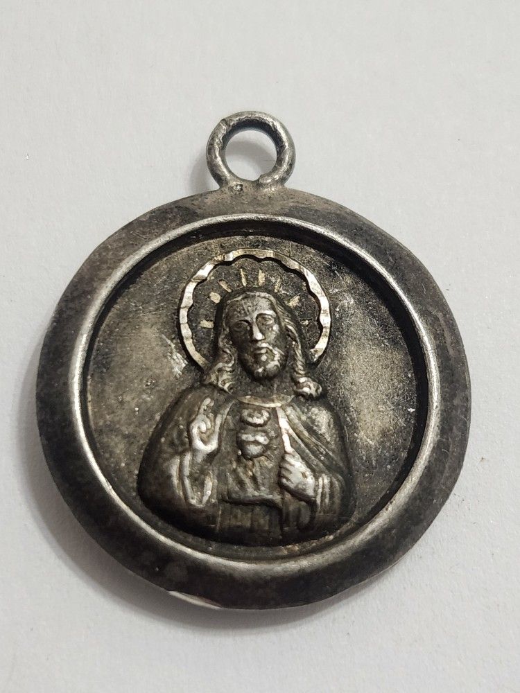 Sterling Silver Jesus & Virgin Mary Pendant