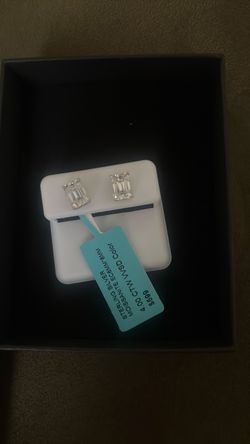 Moissanite Emerald Cut Stud Earrings Sterling Silver