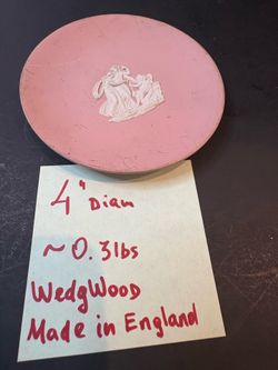 Wedgwood Pink Jasperware Pin Dish Three Graces Classical Scene 4"Made in England