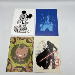 Disney Rewards Exclusive Postcards Mickey Castle Groot Darth Vader Set