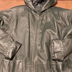 $40-Women's Hunter Green Heavy, Thick Leather Jacket Like New