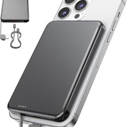 MagSafe Portable Charger, 0.3" Ultra Slim 5000mAh Magnetic Power Bank