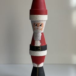 Clay Terracotta Pots Handmade 15” Santa Claus Indoor / Outdoor Christmas Decor.