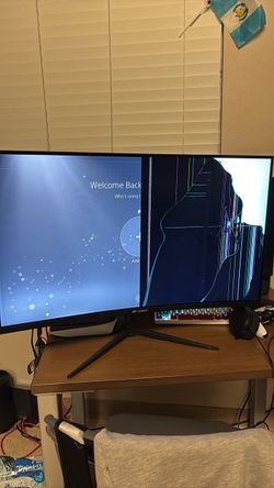 CRUA Curved Gaming Monitor – Works Perfectly – Cracked Screen