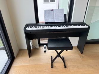 Yamaha P-45 88-Key Weighted Digital Piano Bundle w/ Wooden Stand, Bench & Pedal
