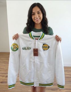 Mitchell and Ness MLS LA Galaxy Soccer Full Snap Satin Jacket  Retro Men's size XL New