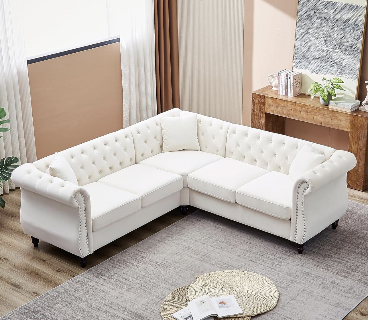 New Modern Style White Microfiber Sectional Corner Sofa
