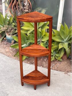 Solid Teak 3-Tier Corner Shower Shelf by Aqua Teak Patio Spa Bathroom Plant Stand