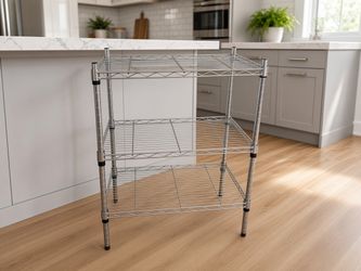 Three Tier Chrome Small Kitchen Storage Baker’s Rack Shelf! Good condition   24x14.5x32in