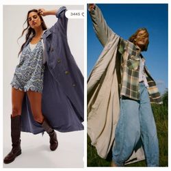 New Free People Linen Blend Hooded Trench Coats $150 Each 
