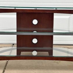 TV Entertainment stand and media console  3-tier contemporary glass