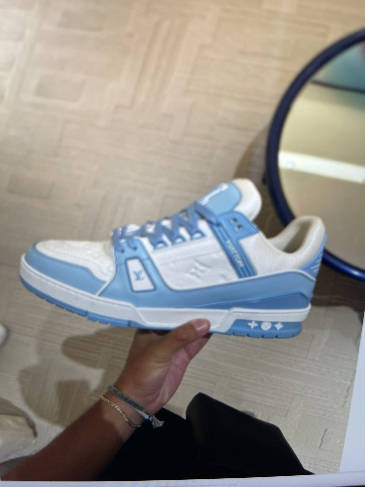 Louis Vuitton Trainer Low White Sky Blue LV/UK Size 8 1AA6XC for Sale in  Medley, FL - OfferUp
