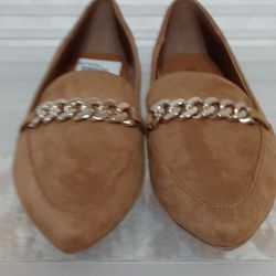 Soda Shoes Women Ballet Flat Pointed Toe Loafers. Brown Natural 