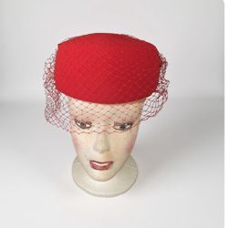 Vintage Black Or Red Velvet Pill Box Hat
