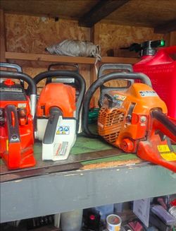 Lawnmower and chainsaw