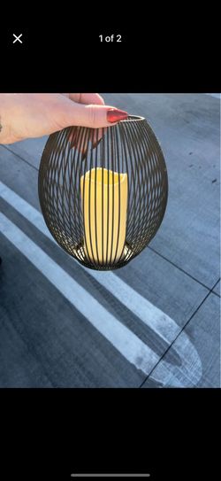 Faux Candle In Cage Holder 