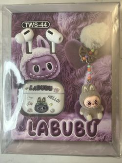 Labubu - Wireless Headphones Set  (Case + Charm/Keychain included) Purple 