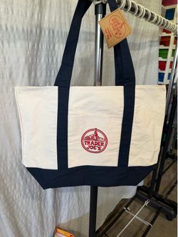 CLASSIC LARGE  Trader Joe's Reusable Cotton Canvas Tote Bag BLUE