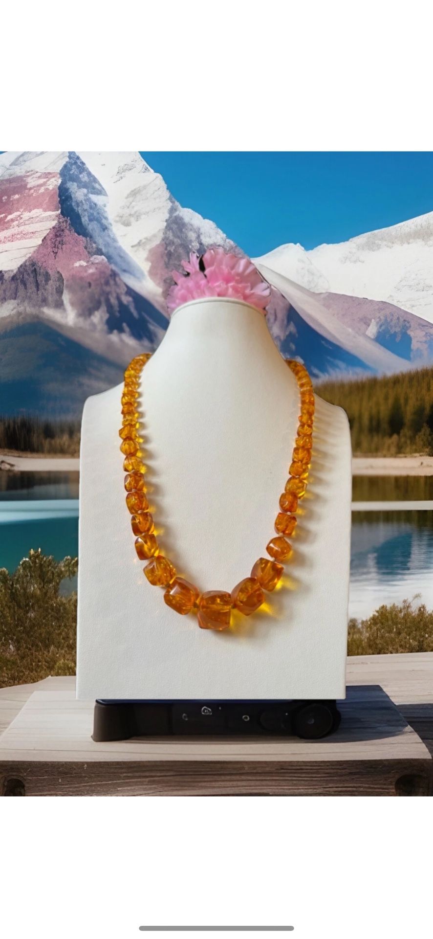 Vintage & Stunning Graduated,Knotted Golden Color Genuine Baltic Amber Necklace 24”inch & 40 Grams