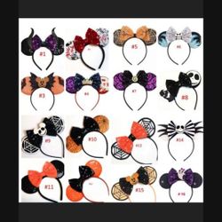 Halloween Jack Minnie Mouse Ears, Cosplay villans evil queen Mickey Minnie ears, nightmare before Christmas ears.  Halloween boy Mickey Ears handmade 