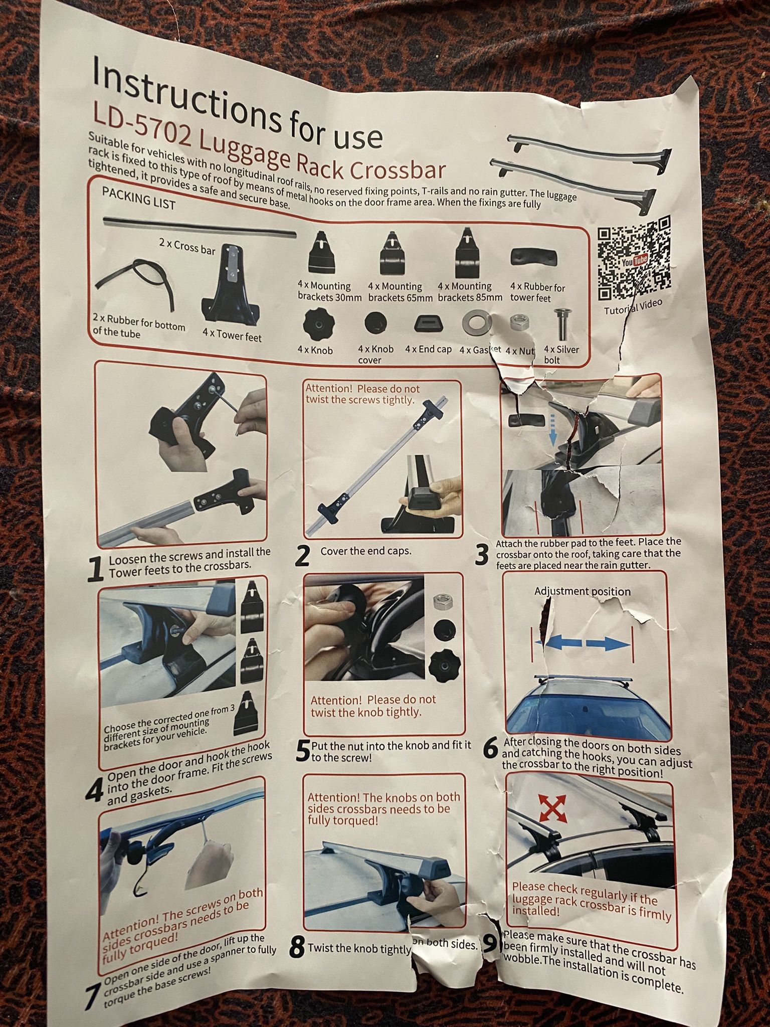 Adjustibal LD-5702 Luggage Rack Crossbark