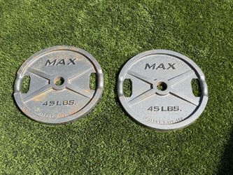 Pair of MAX 45 lb Olympic Weight Plates with Handles (90 lbs total)