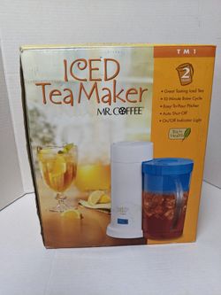 Vintage 2003 Mr. Coffee TM1 2 Quart Iced Tea Pot Maker with Blue Lid Pitcher Brand NEW In Box