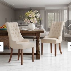 Cream Colored Velvet Dining Chairs, Set Of 2
