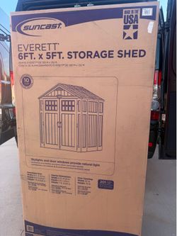 Suncast 6 ft. W x 5 ft. D Plastic Resin Storage Shed with Floor (34 sq. ft.) in Dark Taupe (Gray)