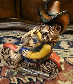 Handcrafted USA Cowboy Biker Figurine