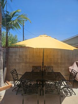 Patio Set 7pc +Cushions and Umbrella/outdoor Furniture/outdoor Dining Set/Cash Only