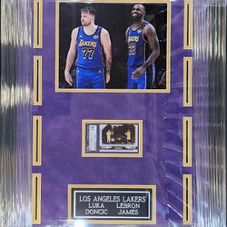 Lakers Luka And LeBron Custom-Framed, Graded 10 Dual Display Piece  (CGC)