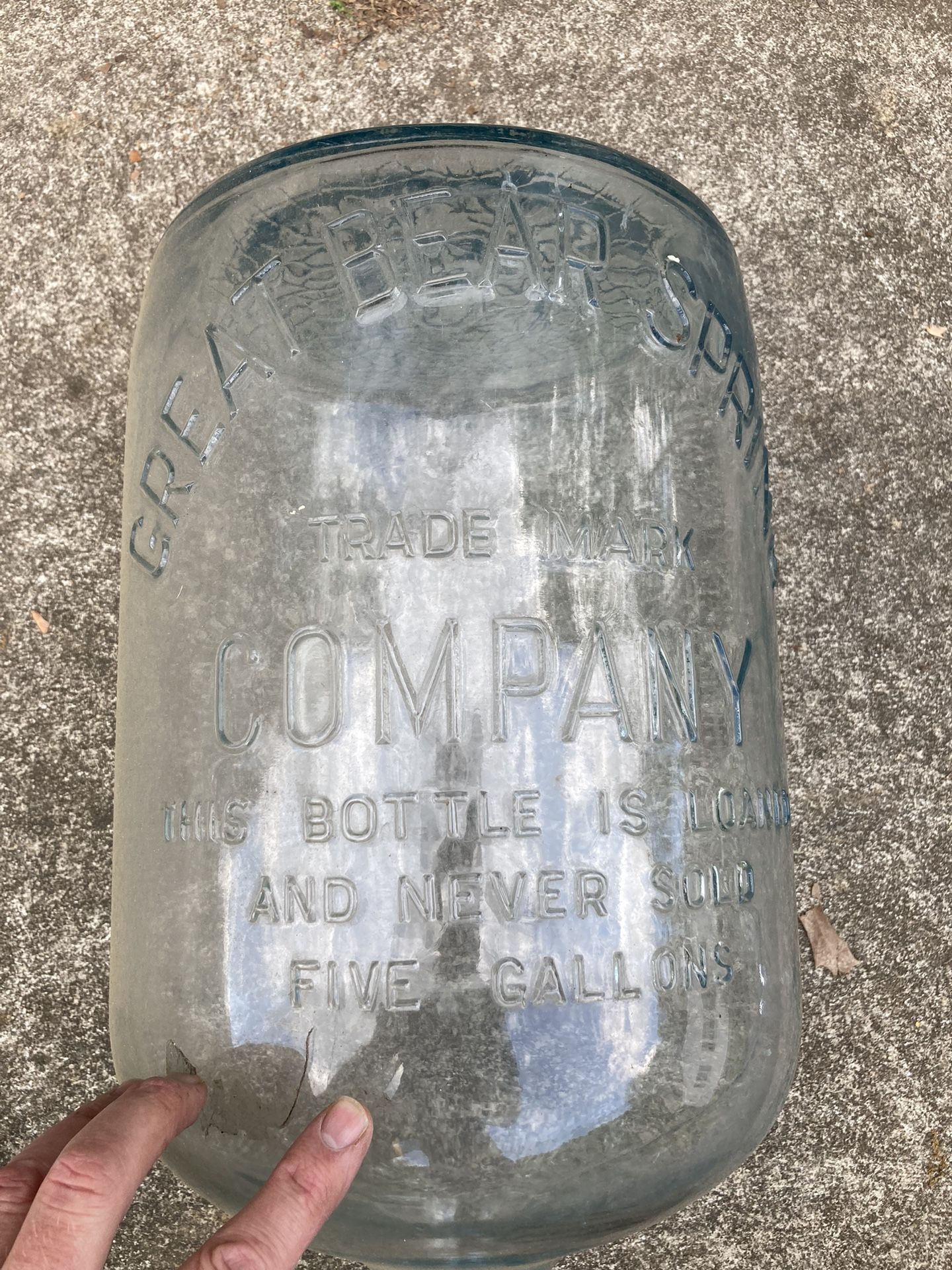 Vintage Great Bear Spring Water 5 gallon glass bottle jug