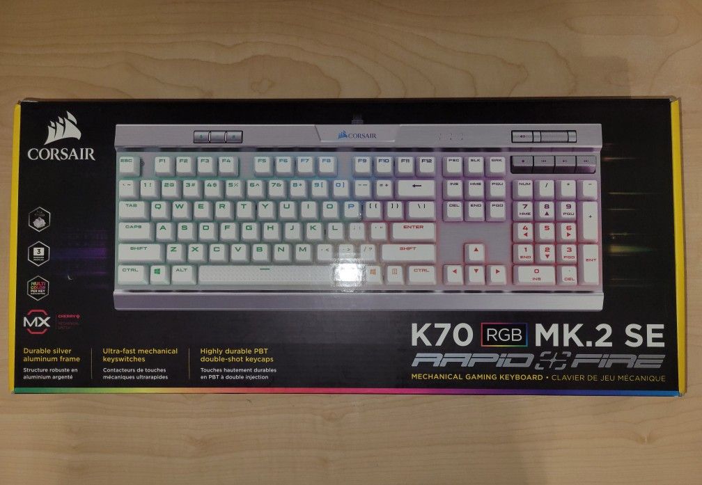Corsair K70 RGB MK.2 SE Mechanical RAPIDFIRE Gaming Keyboard - USB Passthrough & Media Controls - PBT Double-Shot Keycaps - Cherry MX Speed - RGB LED 