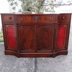 Ebert Flame Mahogany Buffet Server Sideboard Credenza With Secretary Desk 4945