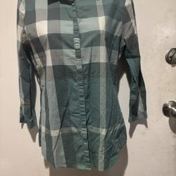Burberry Blue Plaid Women's Shirt sizer Small