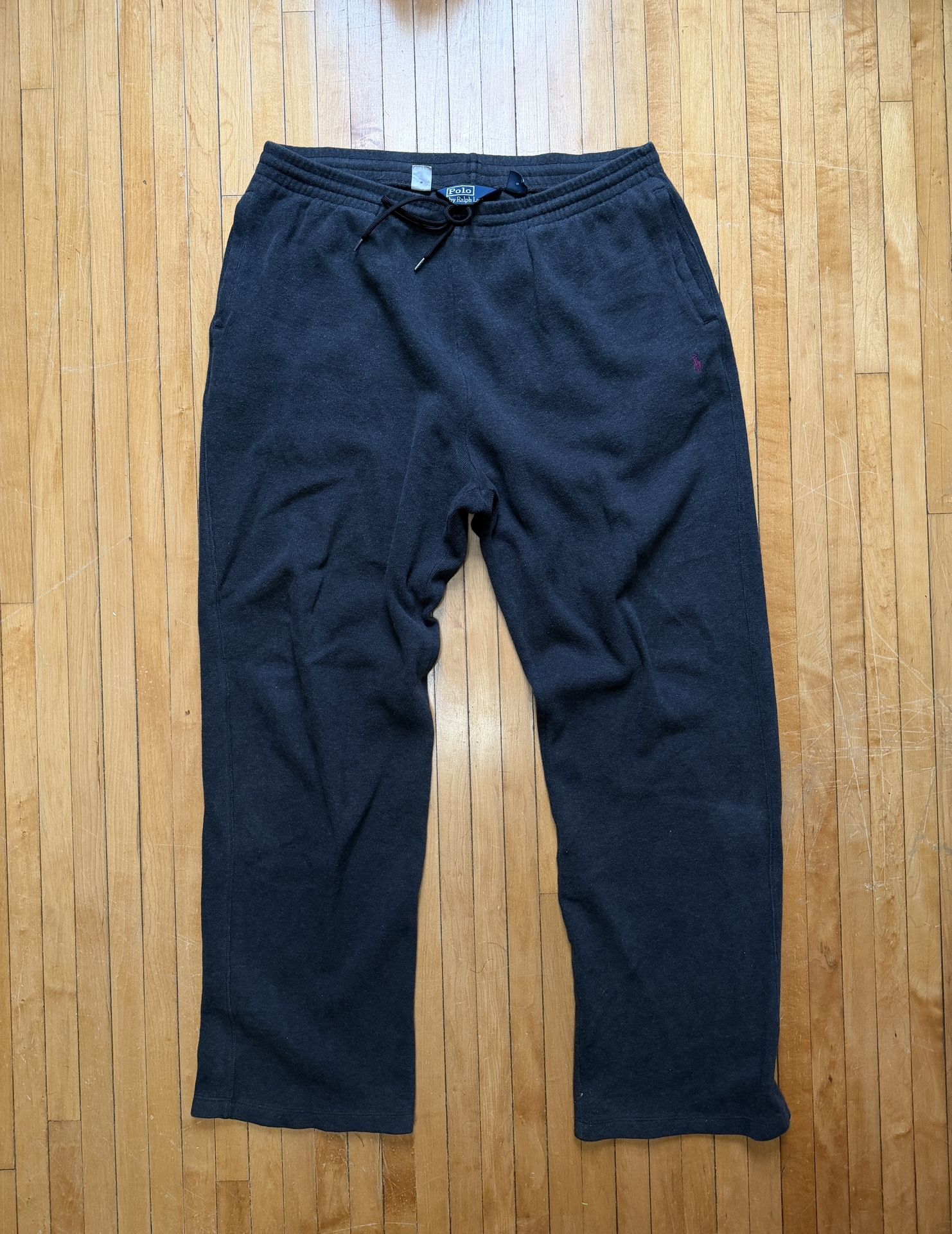 VTG 90 Polo Ralph Lauren Men’s Sweatpants Dark Gray Purple Pony Fleece Sz. XL