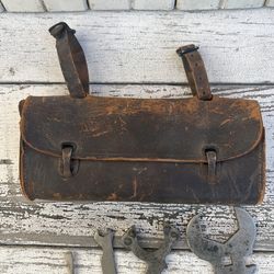 Vintage leather motorcycle / bicycle bag w tools