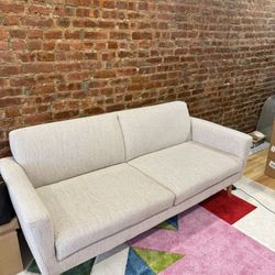 Oliver 72" Sofa, Twill, Dove, Light Walnut