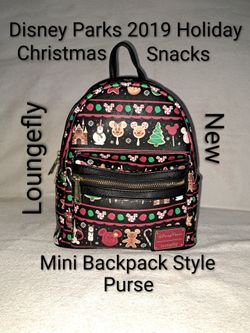 New Loungefly Disney Parks 2019 Holiday Christmas Snacks Mini Backpack Style Purse