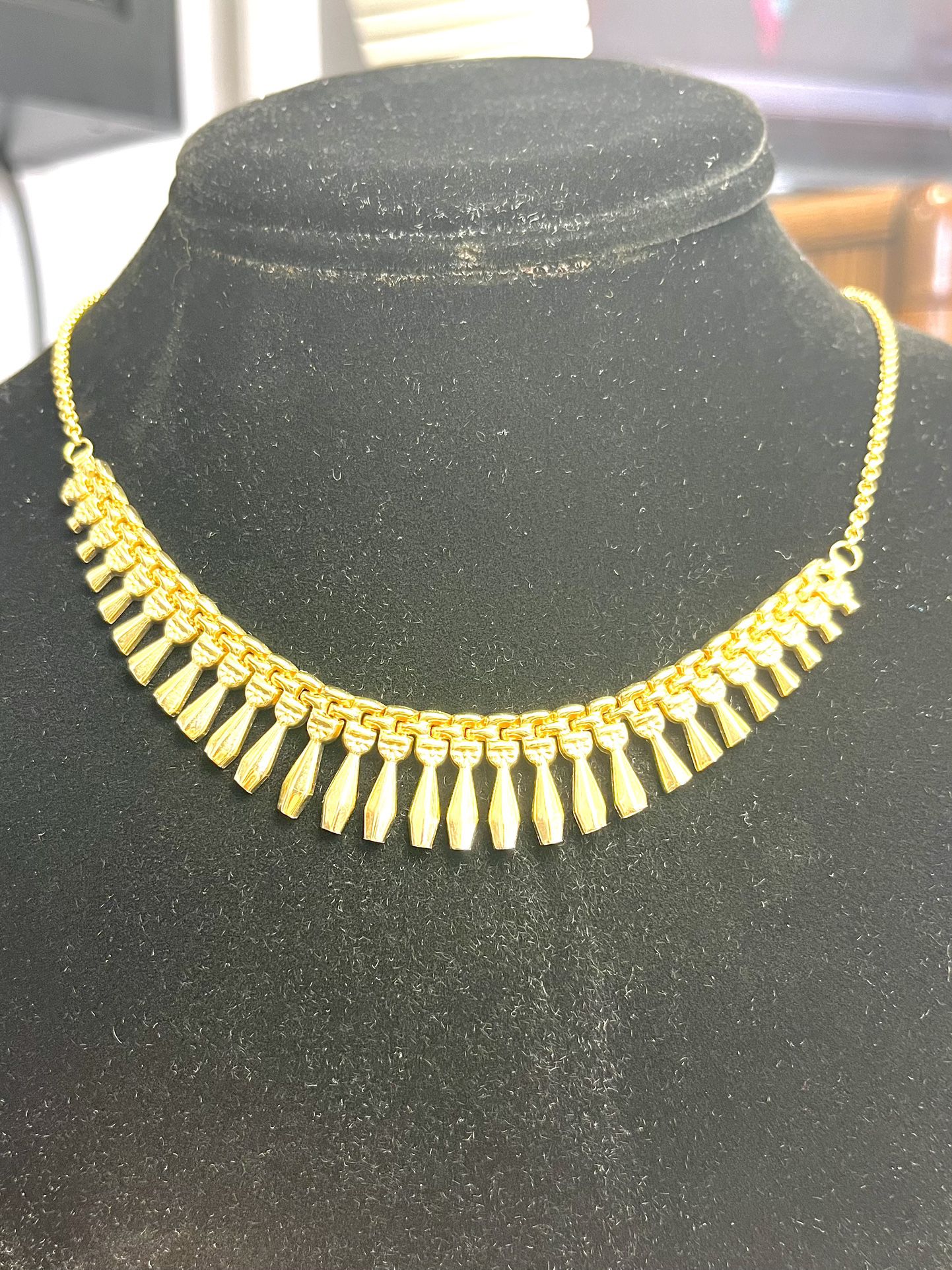 14k YG Vintage Cleopatra Bib Necklace 