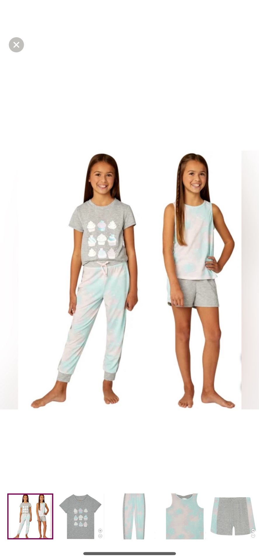 NWT BCBG girls 4pcs lounge set Gray Cupcakes Size L 14/16